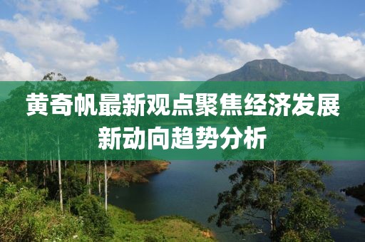 黄奇帆最新观点聚焦经济发展新动向趋势分析