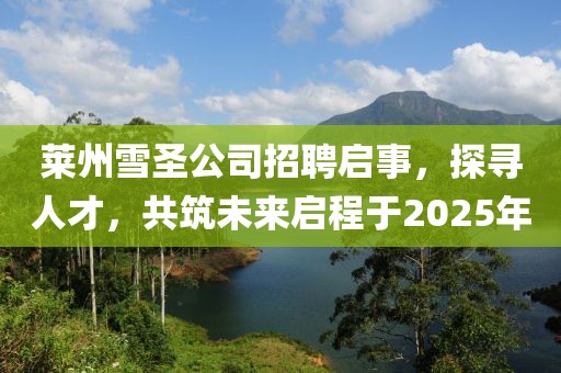 莱州雪圣公司招聘启事，探寻人才，共筑未来启程于2025年