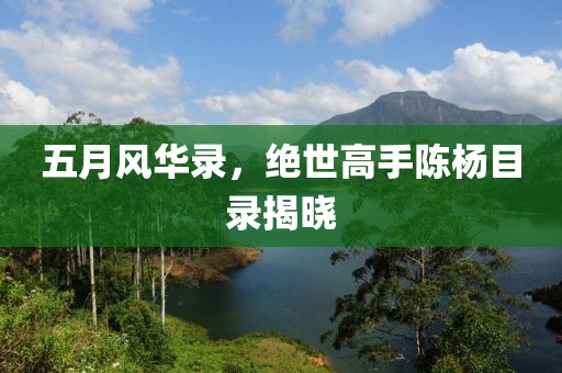 五月风华录，绝世高手陈杨目录揭晓