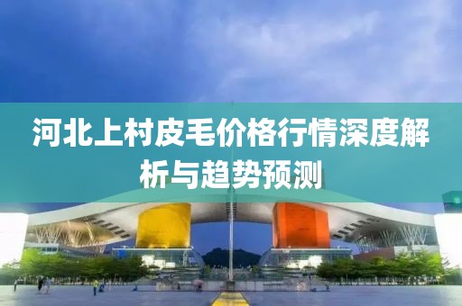 河北上村皮毛价格行情深度解析与趋势预测
